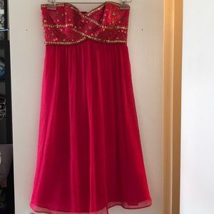 Fuchsia Beaded Party Dress- Empire waist